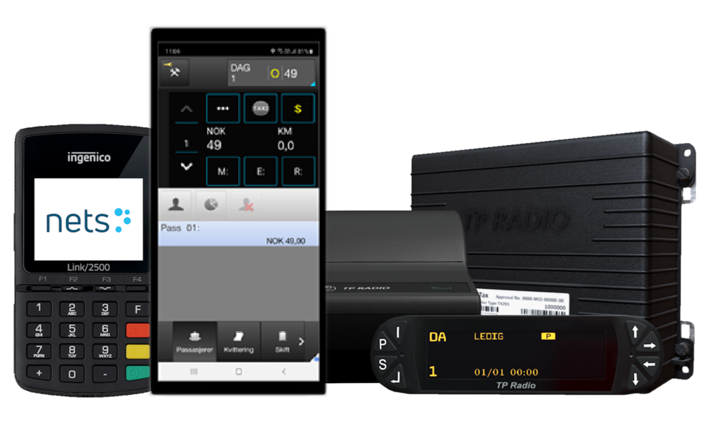 Au2Tax Connect med taxameter, Android-app, skrivare och betalterminal