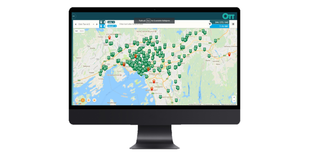 OTT trafikledningssystem med kartöversikt på en bildskärm